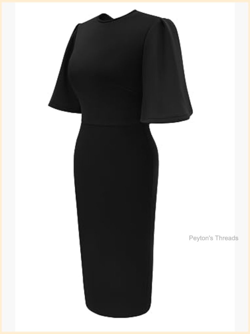 Women's Bodycon Ruffle Flared Short Sleeve Pencil Midi Dress - Picture 4 of 7